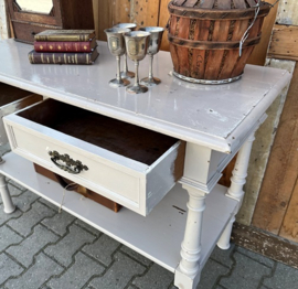 Sidetable haltafel met laden hout VERKOCHT