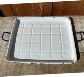 Emaille dienblad wit 65 x 42,5 cm origineel