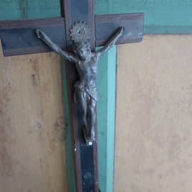 Crucifix kruis hout standaard origineel 37 cm