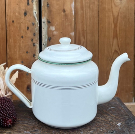 Pot emaille theepot creme diameter 12 cm