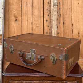 Koffer hout & leer bruin origineel VERKOCHT