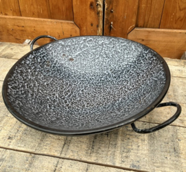 Pan schaal handvaten emaille grijs gewolkt 33 cm