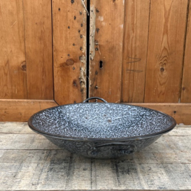 Pan schaal handvaten emaille grijs gewolkt 33 cm