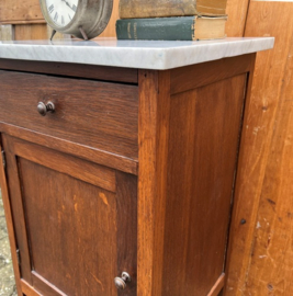 Nachtkastje hout marmer 1930 VERKOCHT