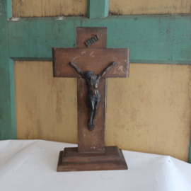 Crucifix kruis hout standaard origineel 39 cm