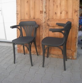 Café stoelen hout brocante grijs VERKOCHT