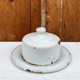 Stolp botervloot boter cloche emaille wit