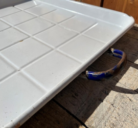 Emaille dienblad wit 65 x 44 cm origineel