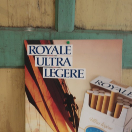Reclame bord toonbank display sigaretten Royale