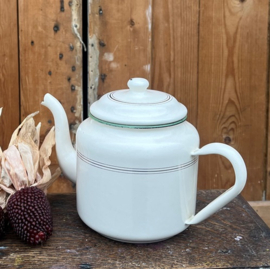 Pot emaille theepot creme diameter 12 cm