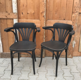 Café stoelen hout zwart armleuning VERKOCHT