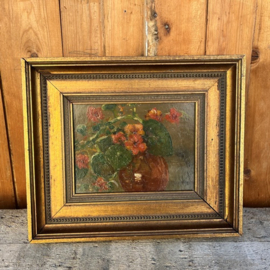 Stilleven in lijst hout boeket bloemen 39 x 33