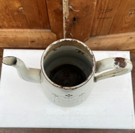 Pot emaille koffiepot creme groen VERKOCHT