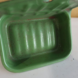 Emaille zeepbakje groen origineel VERKOCHT
