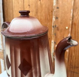 Water kan emaille theepot bruin creme Ø 18 cm