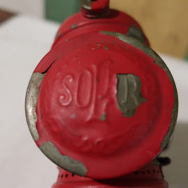 Fietslamp carbid origineel circa 1900 rood