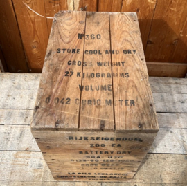 Houten kist legerkist leger 40 x 25 x 39 tekst