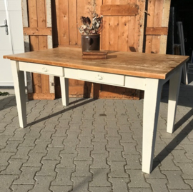 Eettafel 160 x 90 boeren tafel blank blad VERKOCHT
