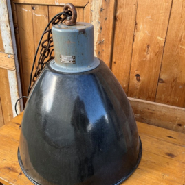 Hanglamp zwart metaal emaille origineel
