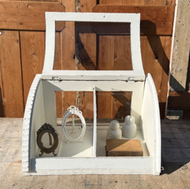 Vitrine kast wit sier hoek pronk GERESERVEERD