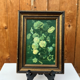 Stilleven in lijst hout 19,5 x 26 cm bloemen