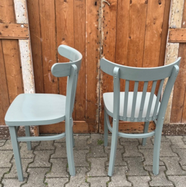 Eetkamer stoel cafe hout groen grijs VERKOCHT
