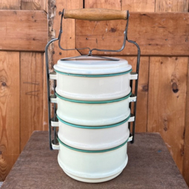 Emaille lunchtrommel tiffin dabba creme