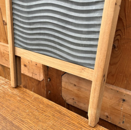 Wasbord hout met metaal zink VERKOCHT