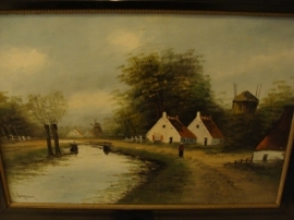 Schilderij L. Brugman 2 stuks hout lijst 73 x 55 origineel VERKOCHT