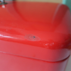 Broodtrommel emaille rood origineel 48 cm