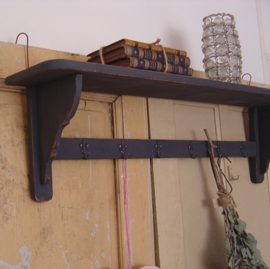 Kapstok wandmodel regaal brocante grijs VERKOCHT