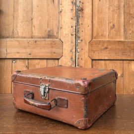 Koffer bruin 36 x 37 x 17 cm origineel vintage