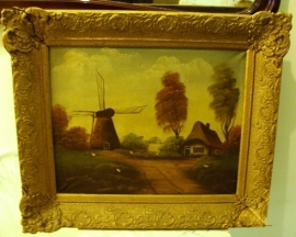 Schilderij molen boerderij lijst barok