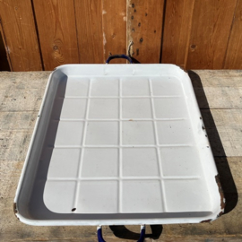 Emaille dienblad wit 65 x 44 cm origineel