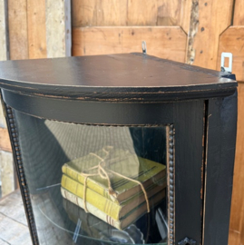 Vitrine kast zwart sier hoek pronk VERKOCHT