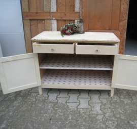 Commode brocante wit creme VERKOCHT