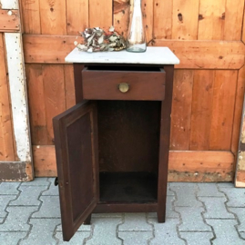 Nachtkastje hout marmer 1930 Frankrijk VERKOCHT