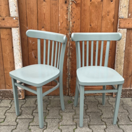 Eetkamer stoel cafe hout groen grijs VERKOCHT