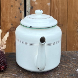 Pot emaille theepot creme diameter 12 cm