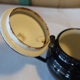 Pot emaille theepot zwart Ø 12 cm VERKOCHT