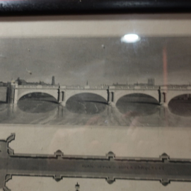 Oude lijst tekening bouw Waterloo Bridge London