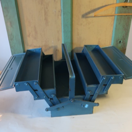 Kist koffer metaal gereedschap blauw 43 cm