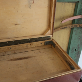 Kist koffer antiek hout origineel plat VERKOCHT