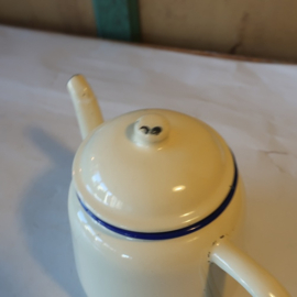 Pot emaille theepot creme Ø 12 cm origineel
