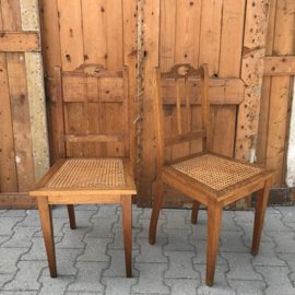 Eetkamerstoel hout 1920 1930 webbing VERKOCHT