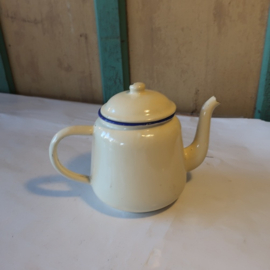 Pot emaille theepot creme Ø 12 cm origineel