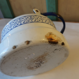 Waterketel emaille theepot wit blauw Ø 20 cm