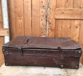 Koffer leer bruin 74 x 43 cm origineel reiskoffer