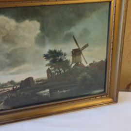 Oude lijst afbeelding landschap met windmolen