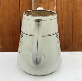 Pot emaille koffiepot creme groen VERKOCHT